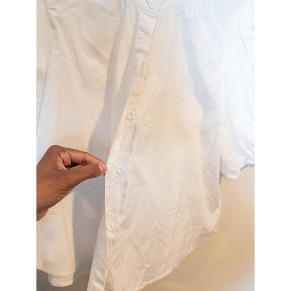 Evereve Felix Puff Sleeve Button Down White Poplin Top XL - Picture 6 of 9